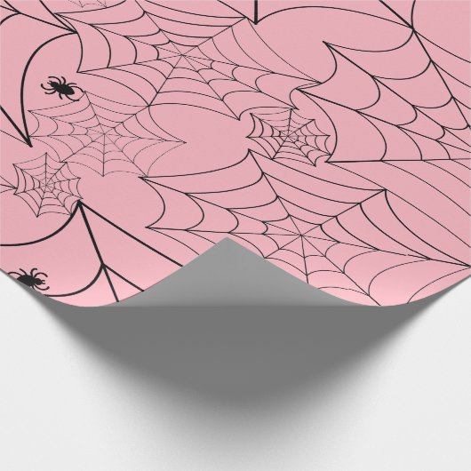 Halloween Spin Web Pastel Roze Spinnenweb Cadeaupapier (Hoek)