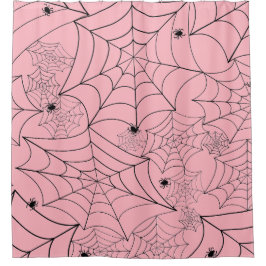 Halloween Spin Web Pastel Roze Spinnenweb Douchegordijn