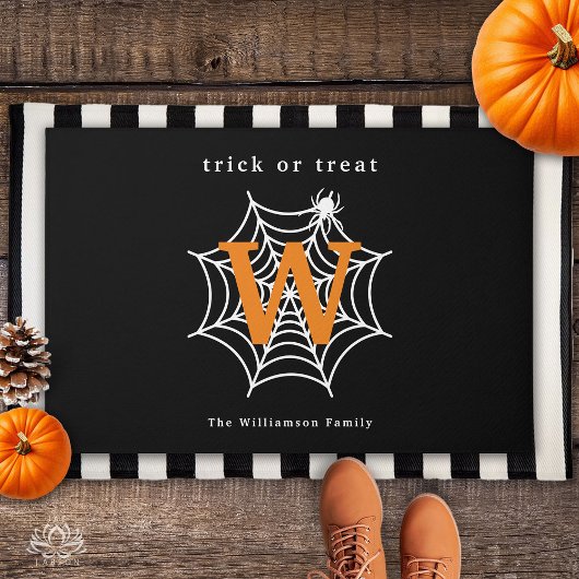 Halloween Spin Web Trick or treat Monogram Deurmat