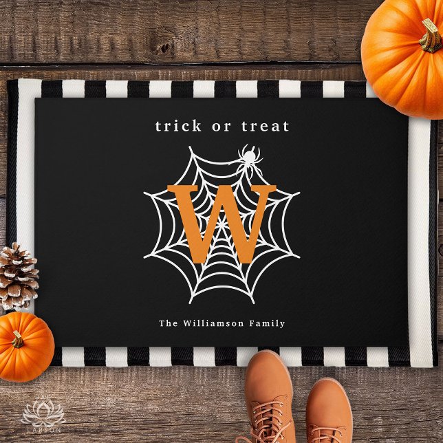 Halloween Spin Web Trick or treat Monogram Deurmat (Creator heeft geüpload)