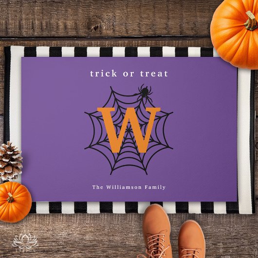 Halloween Spin Web Trick or treat Monogram Deurmat
