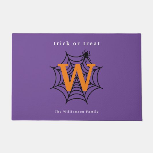 Halloween Spin Web Trick or treat Monogram Deurmat (Voorkant)