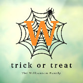 Halloween Spin Web Trick or treat Monogram Raamsticker (Vel 3)