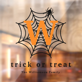 Halloween Spin Web Trick or treat Monogram Raamsticker