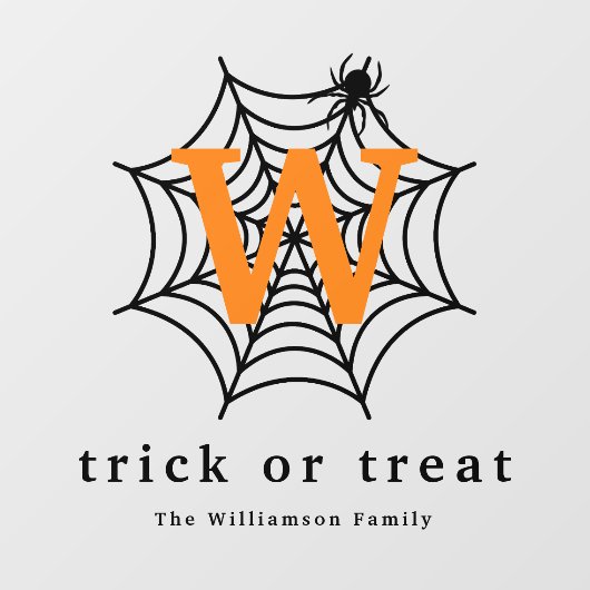 Halloween Spin Web Trick or treat Monogram Raamsticker (Vel)