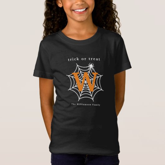 Halloween Spin Web Trick or treat Monogram T-shirt (Voorkant)