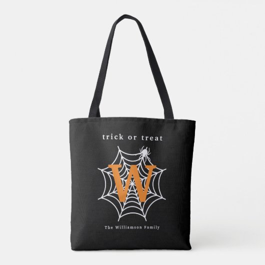 Halloween Spin Web Trick or treat Monogram Tote Bag (Achterkant)