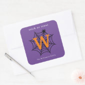 Halloween Spin Web Trick or treat Monogram Vierkante Sticker (Envelop)
