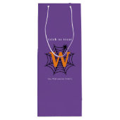 Halloween Spin Web Trick or treat Monogram Wijn Cadeautas (Achterkant)