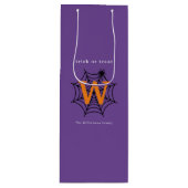 Halloween Spin Web Trick or treat Monogram Wijn Cadeautas (Voorkant)