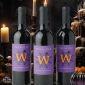 Halloween Spin Web Trick or treat Monogram Wijn Etiket