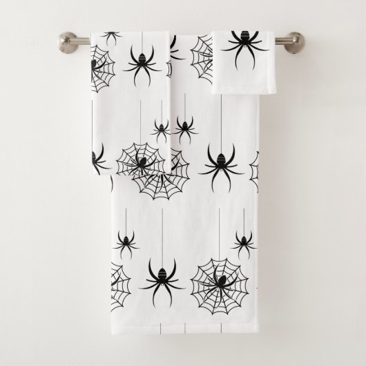 Halloween Spin Webs Patroon Spooky Cobweb Bad Handdoek (Insitu)