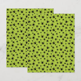 Halloween Spinnen, Groene Achtergrond met Spinnen