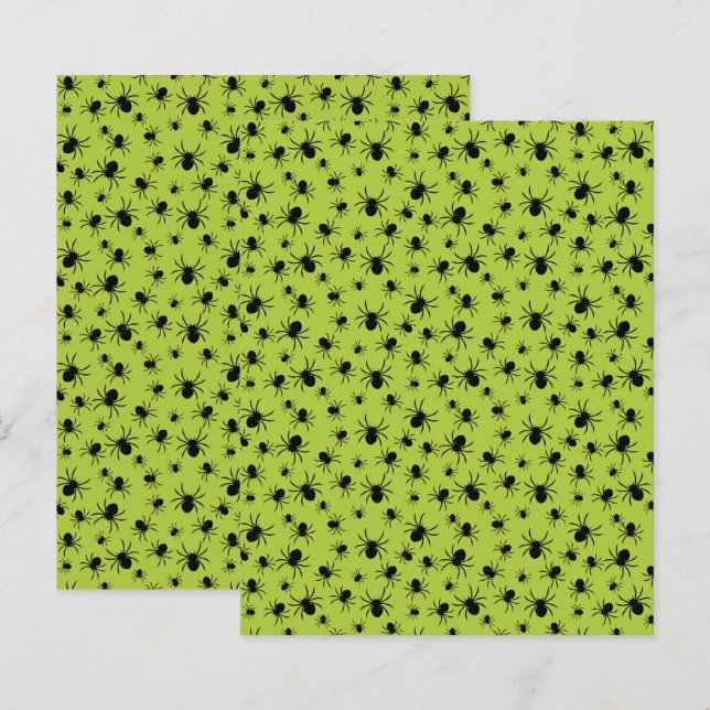 Halloween Spinnen, Groene Achtergrond met Spinnen (Voorkant / Achterkant)