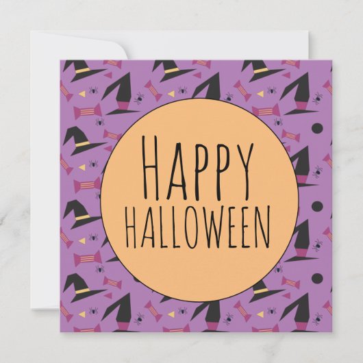 Halloween Spinnen Heksenhoed Snoep Paars (Voorkant)