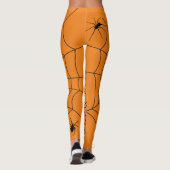 Halloween Spinnen op Cobweb Sinaasappel Zwart Leggings (Achterkant)