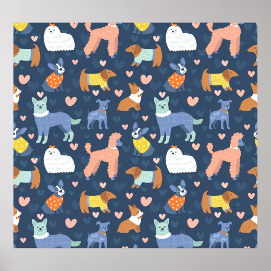 Halloween Spinnen Web: Naadloos Patroon Poster (Voorkant)