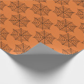 Halloween Spinnennetz orange Cadeaupapier (Hoek)