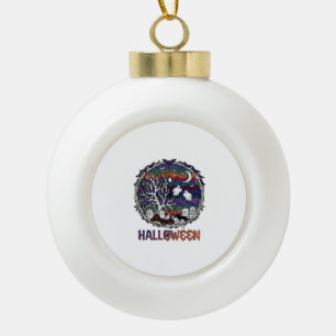 Halloween Spinnenweb Boom Geesten Pompoenen Grafst Keramische Bal Ornament