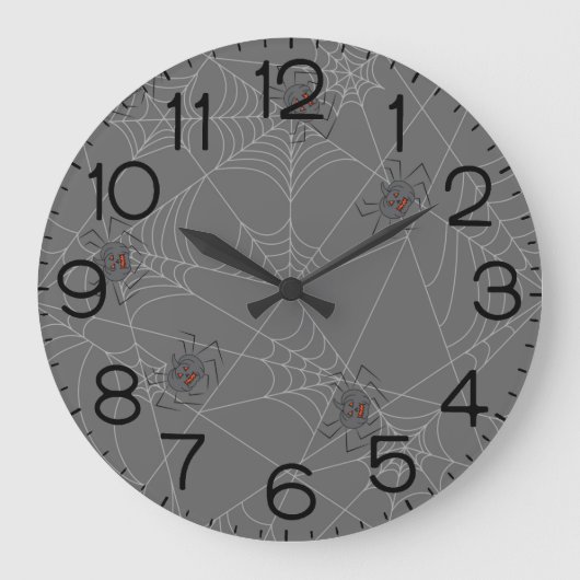 Halloween spinnenweb en pompoenen grote klok (Voorkant)