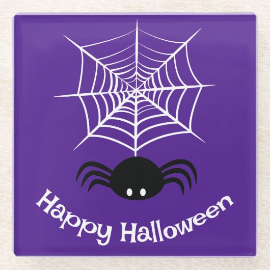Halloween Spinnenweb Glazen Onderzetter (Voorkant)
