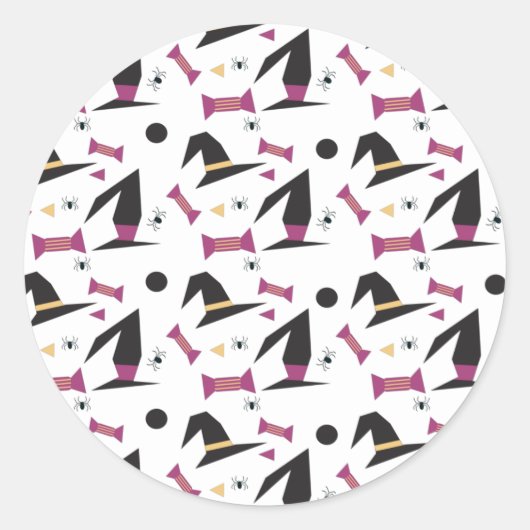 Halloween Spinnenweb Heksenhoed Rond Ronde Sticker (Voorkant)
