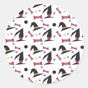 Halloween Spinnenweb Heksenhoed Rond Ronde Sticker
