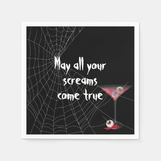 Halloween Spinnenweb Met Oogbal Martini Servet (Voorkant)
