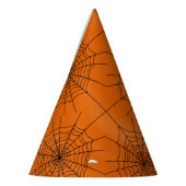 Halloween Spinnenweb met Spin op Oranje Feesthoedjes (Links)
