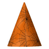 Halloween Spinnenweb met Spin op Sinaasappel Feesthoedjes (Achterkant)