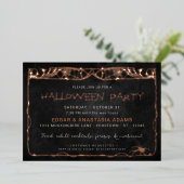 Halloween Spinnenweb Roze Goud Folie Uitnodiging (Staand Voorkant)