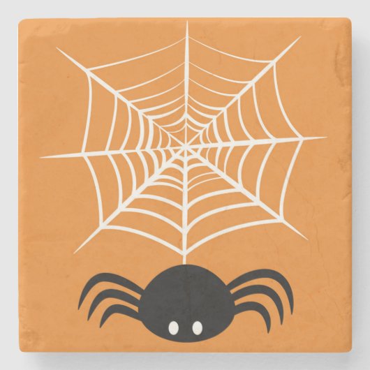 Halloween Spinnenweb Stenen Onderzetter (Voorkant)