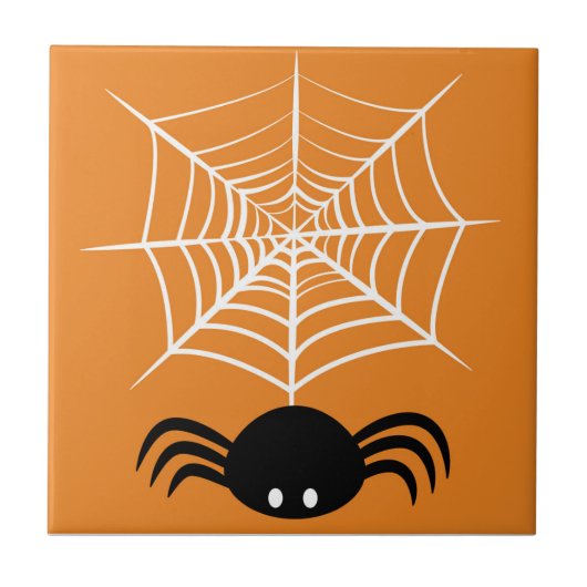 Halloween Spinnenweb Tegeltje (Voorkant)