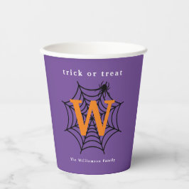 Halloween Spinnenweb Trick or Treat Monogram Papieren Bekers