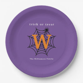 Halloween Spinnenweb Trick or Treat Monogram Papieren Bordje