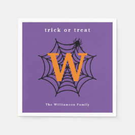 Halloween Spinnenweb Trick or Treat Monogram Servet