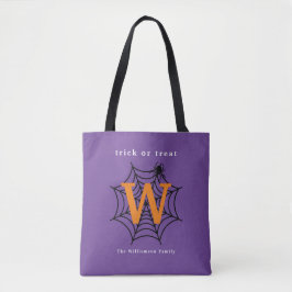 Halloween Spinnenweb Trick or Treat Monogram Tote Bag