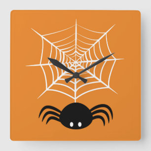 Halloween Spinnenweb Vierkante Klok