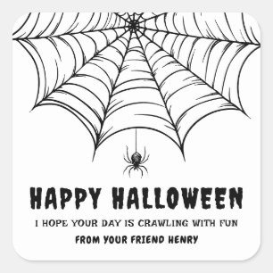 Halloween Spinnenweb Vierkante Sticker