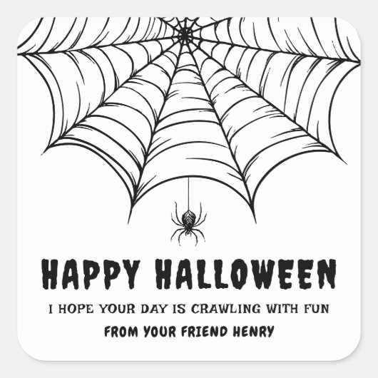 Halloween Spinnenweb  Vierkante Sticker (Voorkant)