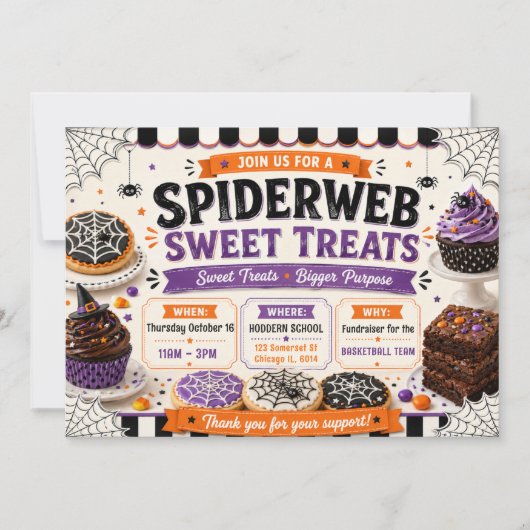 Halloween Spinnenweb Zoete Traktaties Kaart (Voorkant)