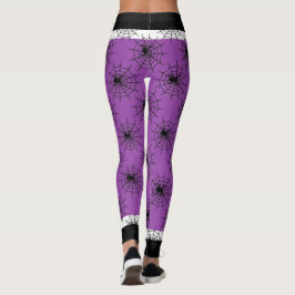 Halloween spinnenweb zwart en paarse leggings