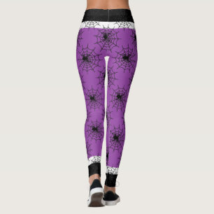 Halloween spinnenweb zwart en paarse leggings