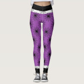 Halloween spinnenweb zwart en paarse leggings (Voorkant)