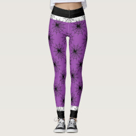Halloween spinnenweb zwart en paarse leggings