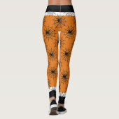 Halloween spinnenweb zwart en sinaasappel leggings (Achterkant)