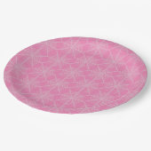 Halloween spinnenwebben in roze en wit papieren bordje (Gekanteld)