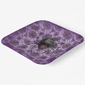 Halloween spinnenwebben op Paarse Papieren Bordje (Gebogen)