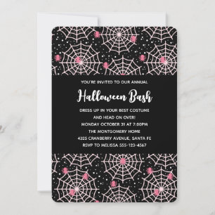 Halloween Spinnenwebben & Spinnen Patroon Feestje Kaart