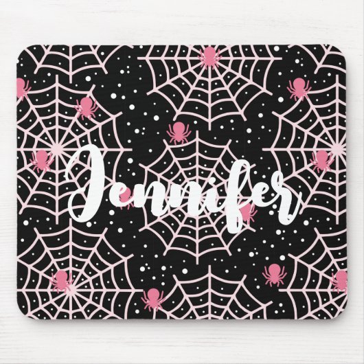 Halloween Spinnenwebben & Spinnen Patroon Muismat (Voorkant)